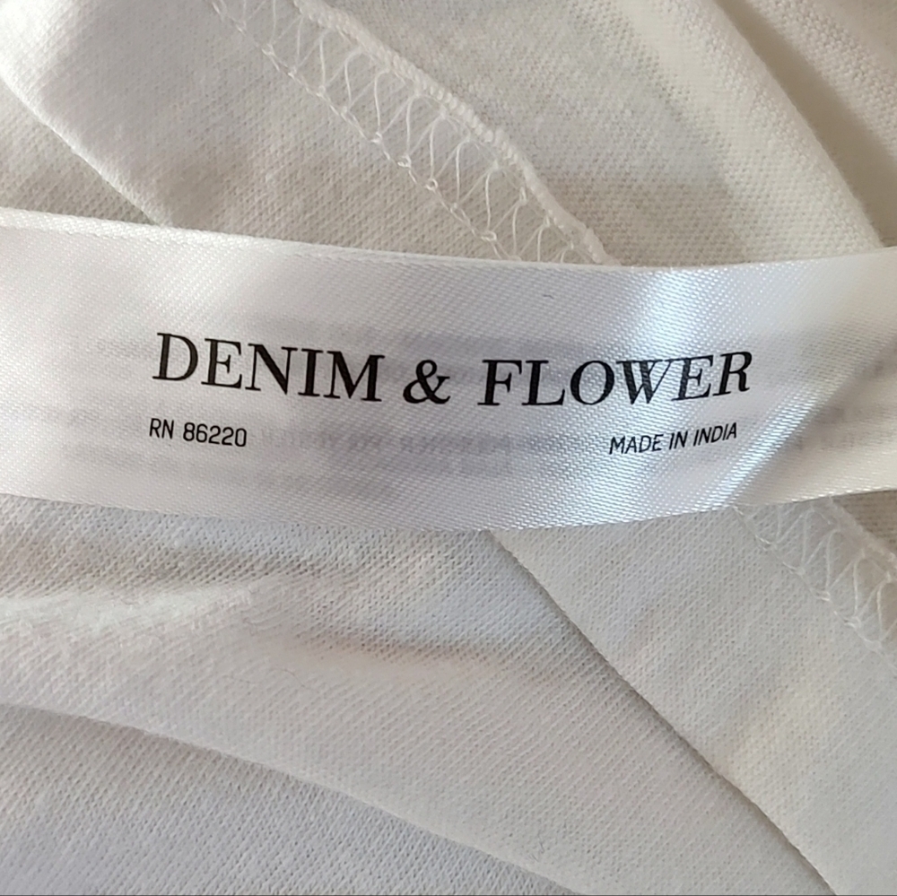 Denim & Flower White Striped Short Sleeve Shirt Size S - Picture 4 of 5